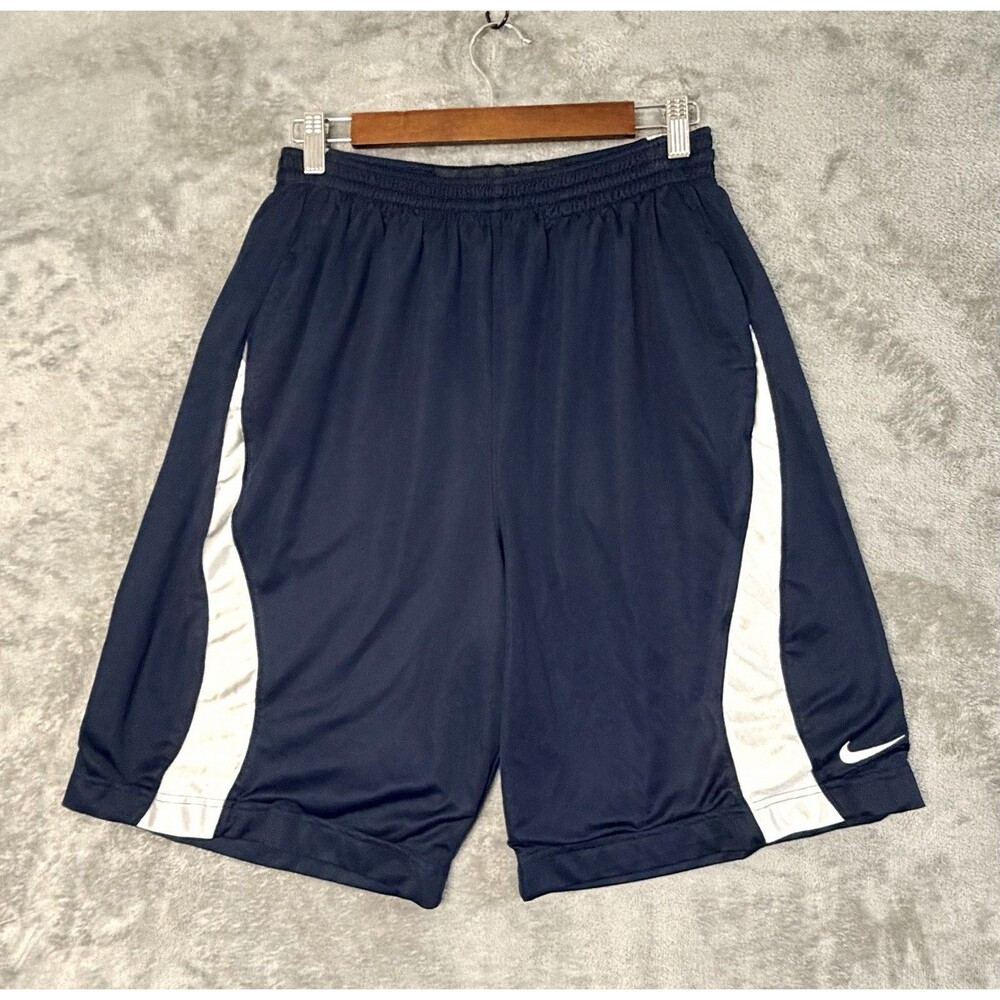 Nike Basketball Shorts Mens‎ M Navy Blue Athletic Performance Training Swoosh